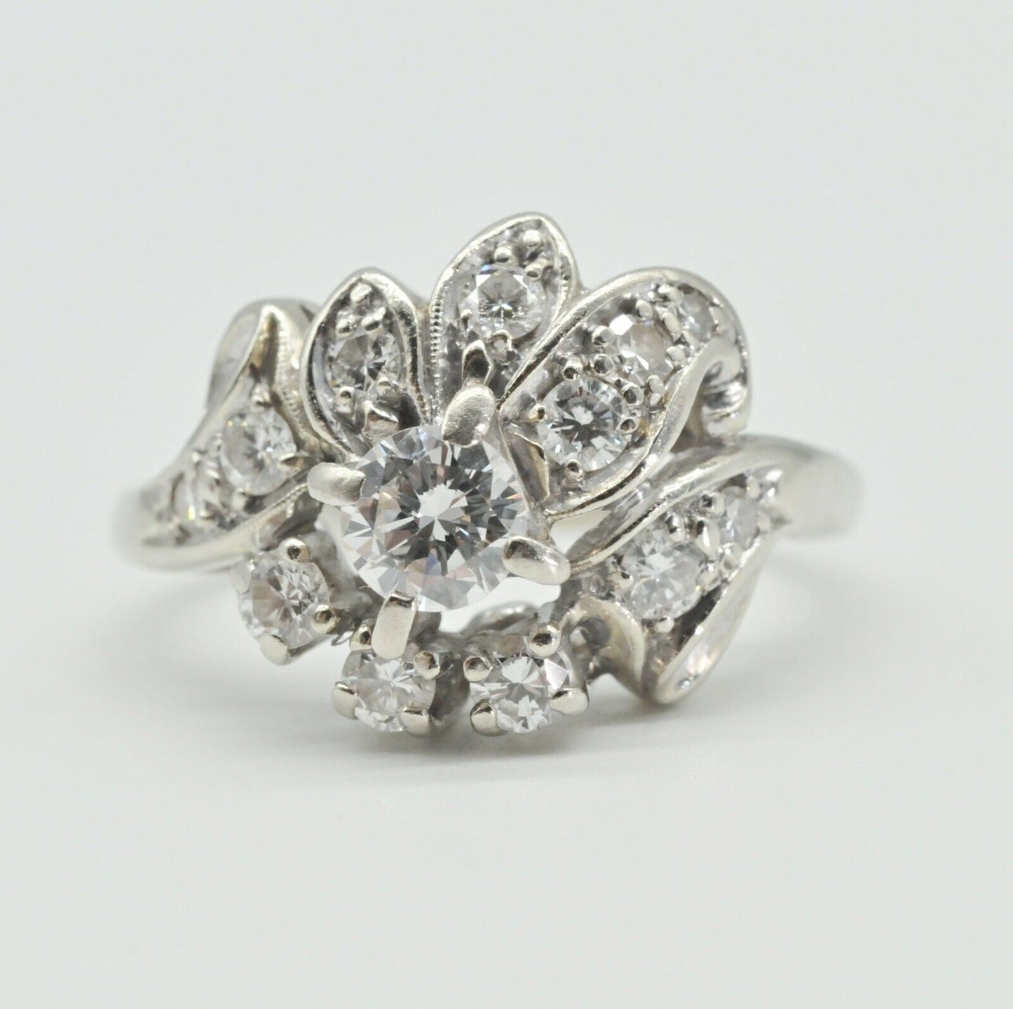 Vintage Cluster Diamond Ring in 14k White Gold 6us