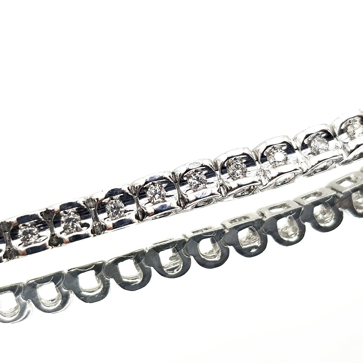 14k White Gold Diamond Tennis Bracelet 7.5” 52pcs 0.78 CTW