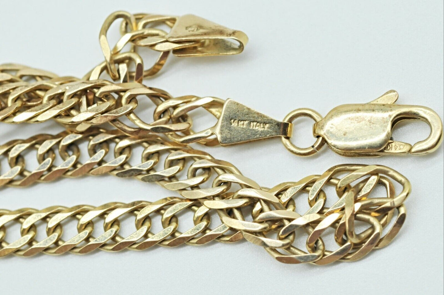 14k Yellow Gold Double Curb Chain Necklace 18"