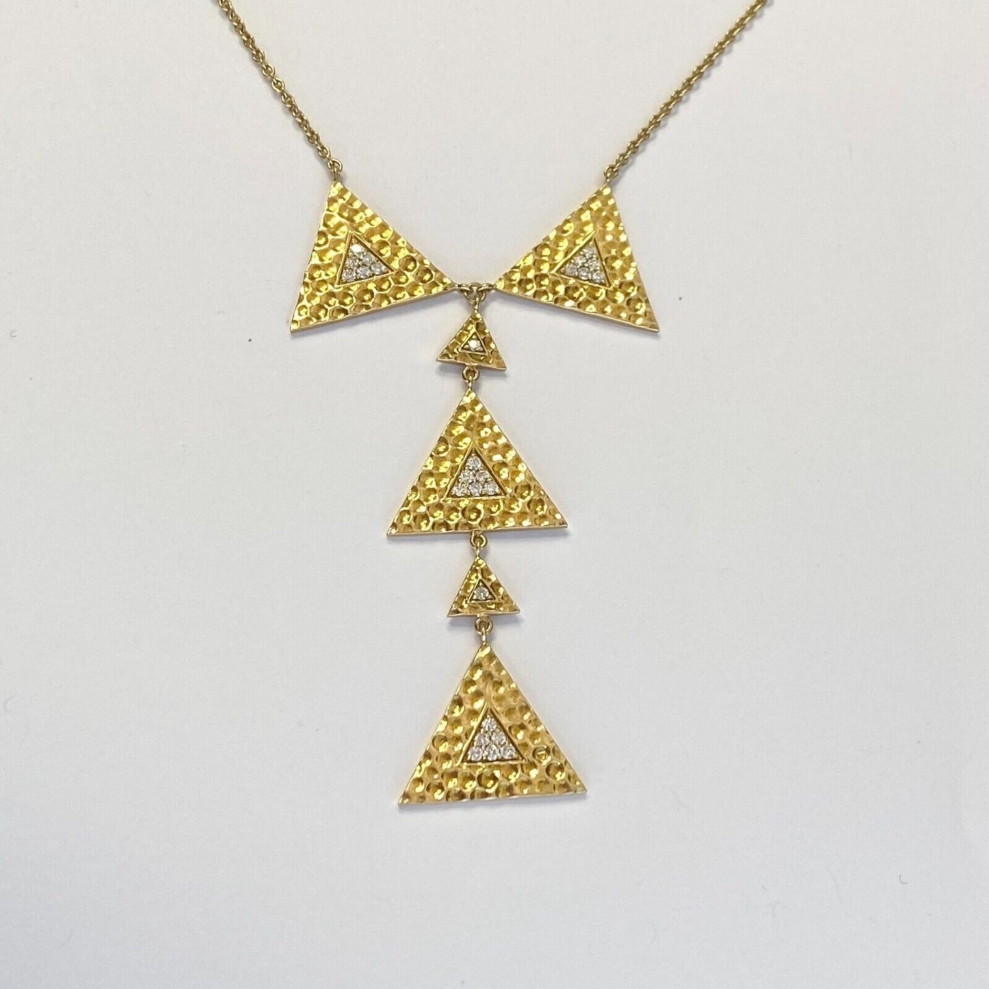 Misahara Triangles Gilded Lariet Necklace Diamonds in 18k Yellow Gold