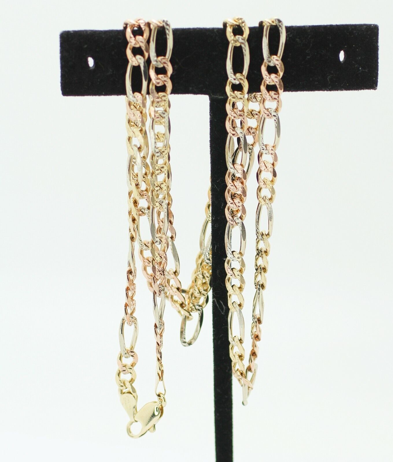 Unisex 14k Two-Tone Gold Figaro Chain Necklace in 24inch 19.7grs