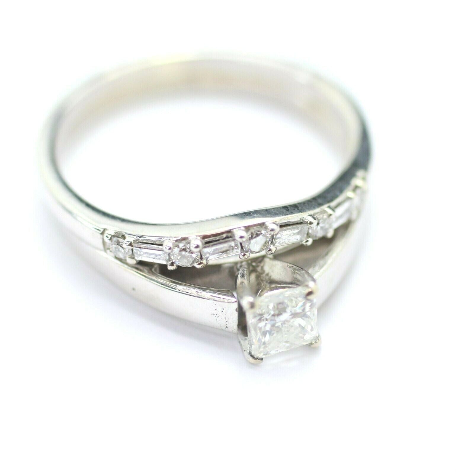 14k White Gold Diamond Engagement/Wedding Ring Set 9us