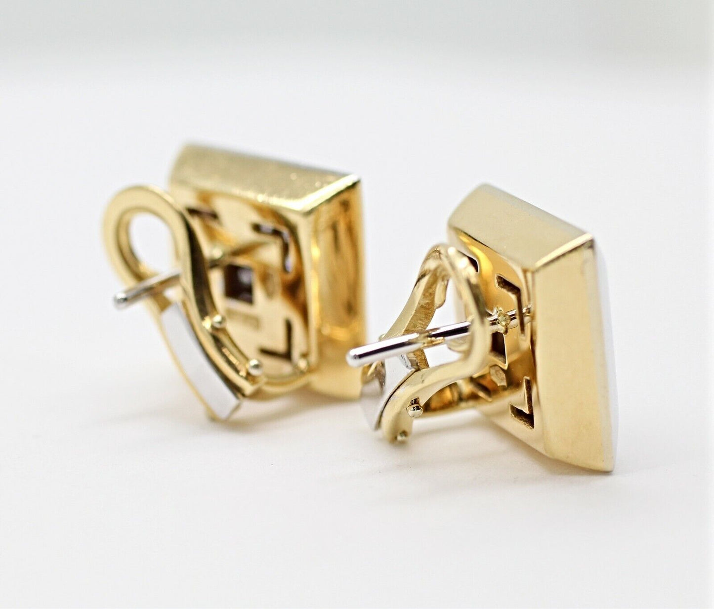 Authentic 18k Earrings "Wempe" 0.75 CTW Diamonds Square Pave F-G vs 13.8gr