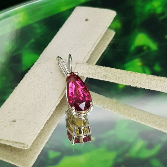 14k Two Tone Gold Drop Pendant With Raspberry Spinel