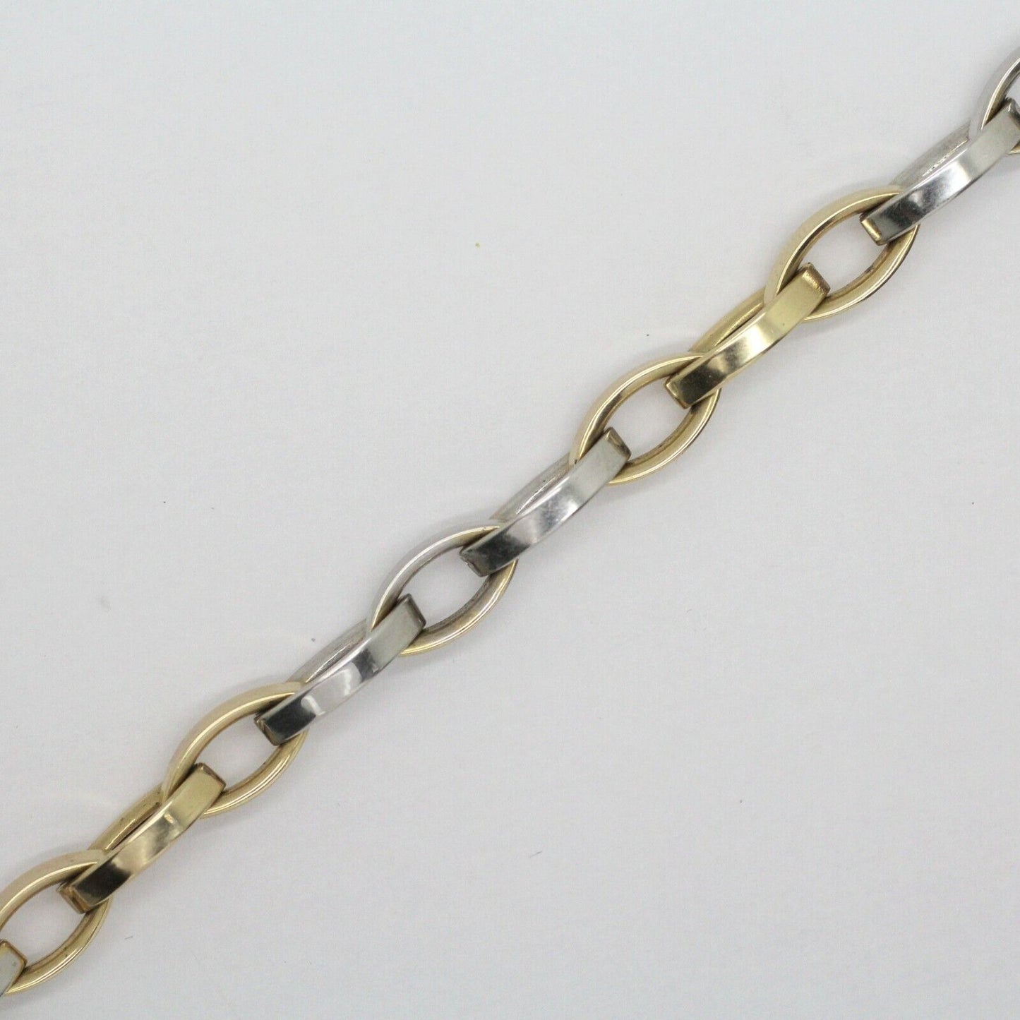 14k 2-Tone Yellow & White Gold Chain Rolo Oval Big Links Necklace 18inch