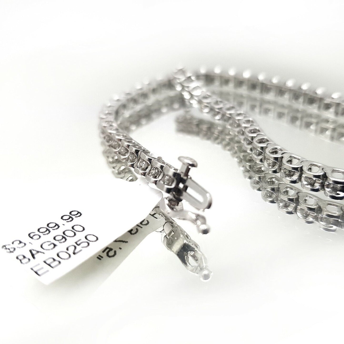 14k White Gold Diamond Tennis Bracelet 7.5” 52pcs 0.78 CTW