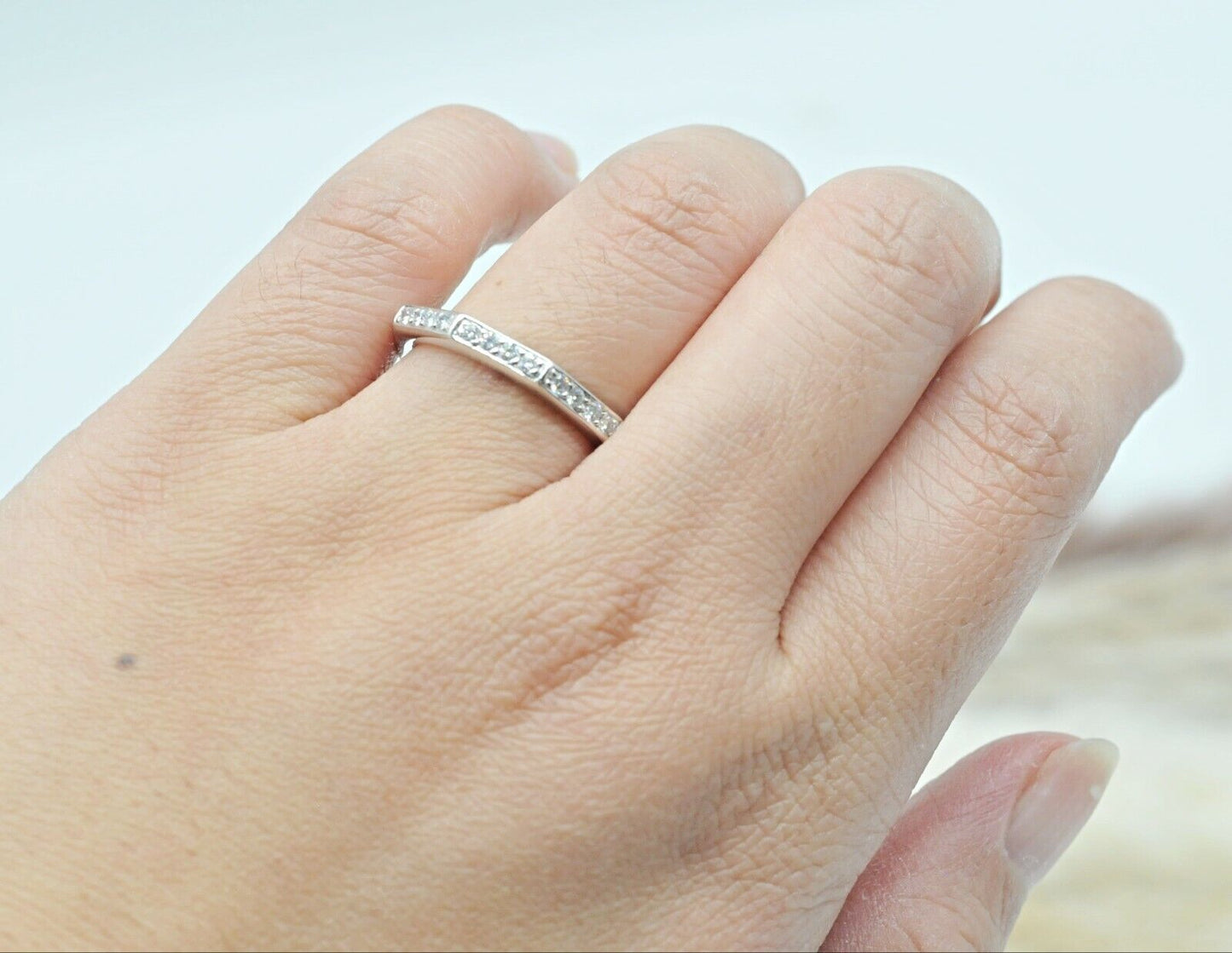 Honora 18k White Gold Diamond Wedding Band Ring 7us