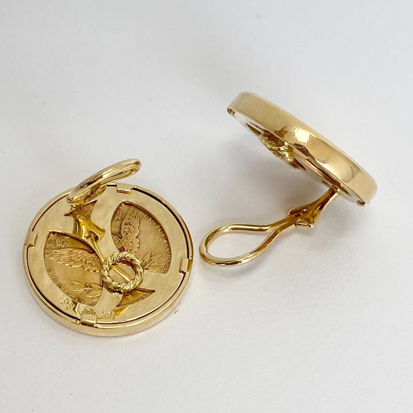 1905 Gold $5 Dollar Liberty Coin Clip Earrings in 18k Yellow Gold