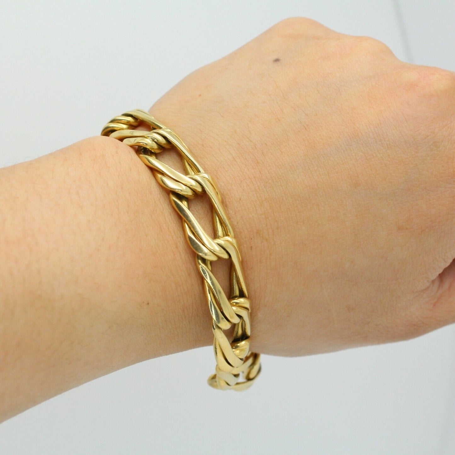 18k Yellow Gold Double Square Link Chain Bracelet 73.55 GRS 9.5"