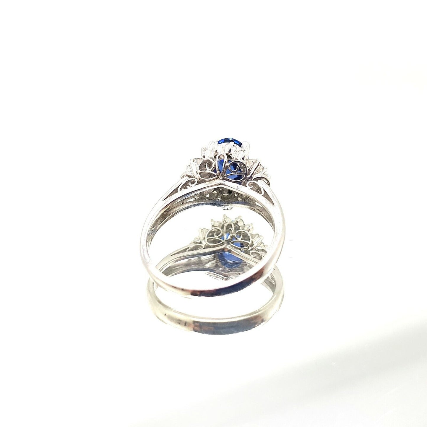 Sapphire and Diamonds Platinum Pt900 Ring 4.25us