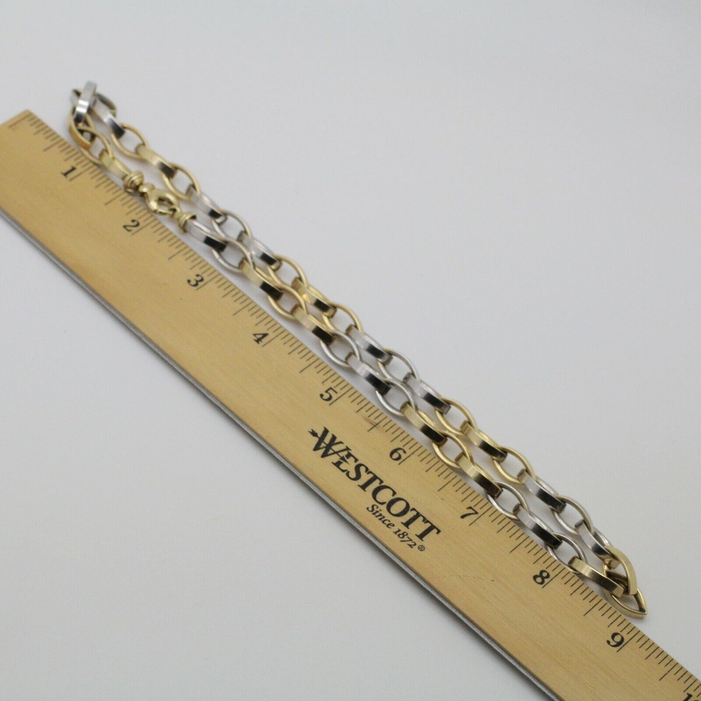 14k 2-Tone Yellow & White Gold Chain Rolo Oval Big Links Necklace 18inch
