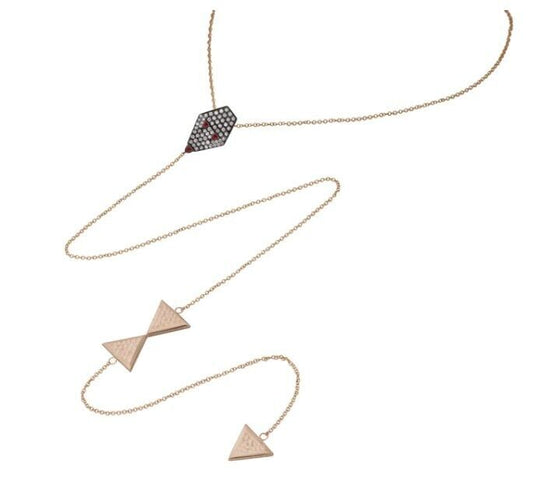 Misahara Triangle Drina Balance Diamond Necklace in 18k Rose Gold