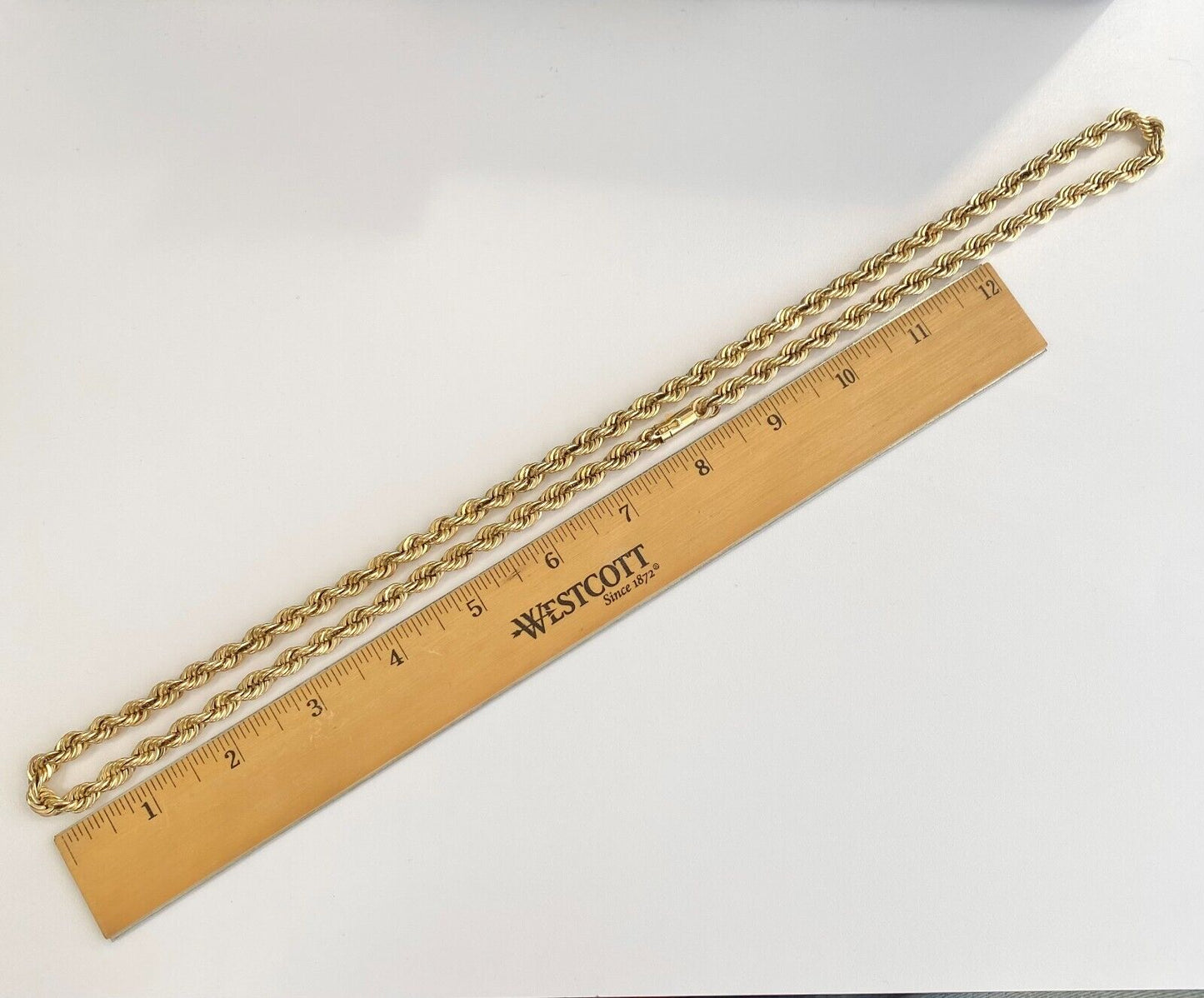 Rope Chain Necklace in 14k Yellow Gold 30 Inch