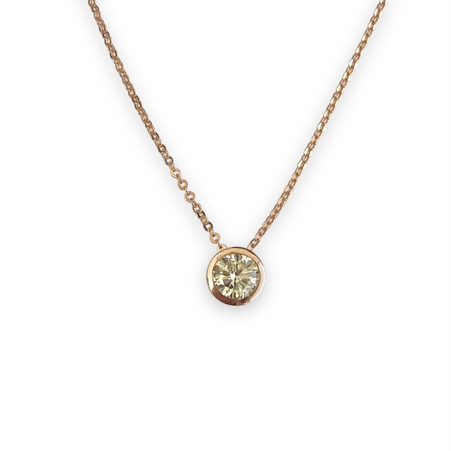 0.60ct Diamond Bezel Solitaire Necklace in 14k Rose Gold