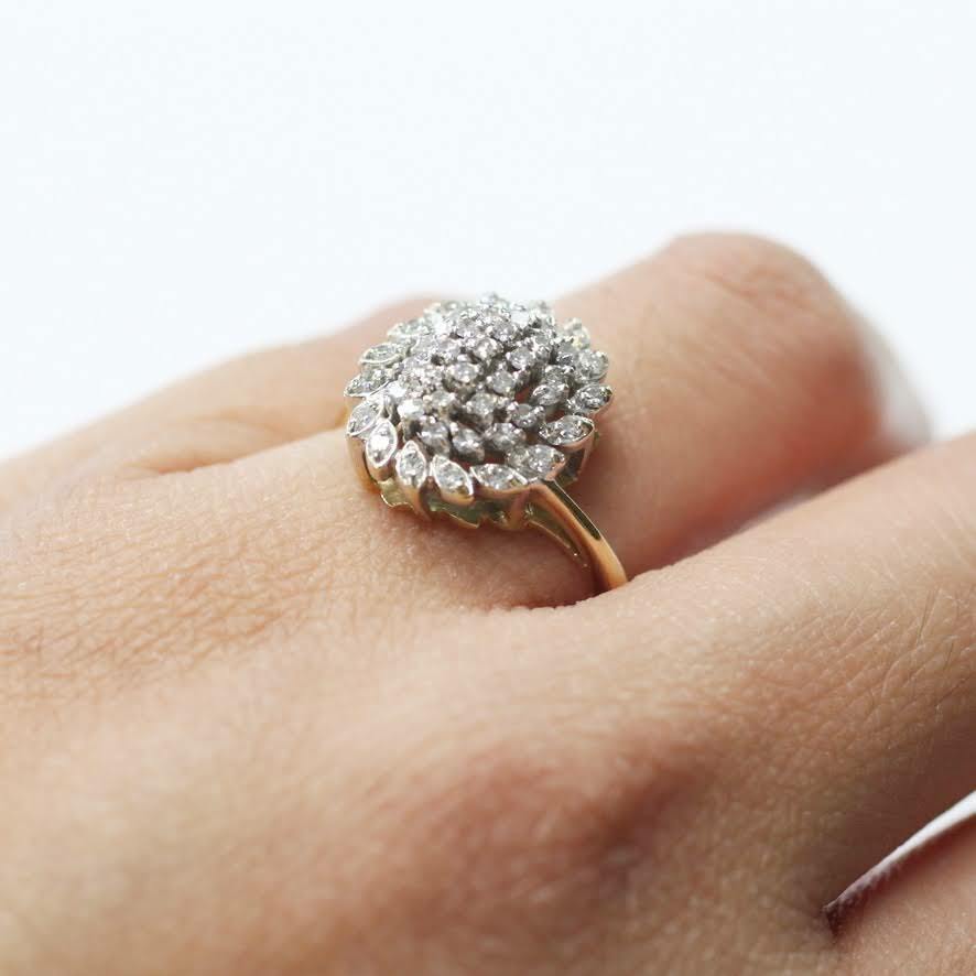 14k Two-Tone Gold Diamond Cocktail Ring in 0.30ctw 7.25us