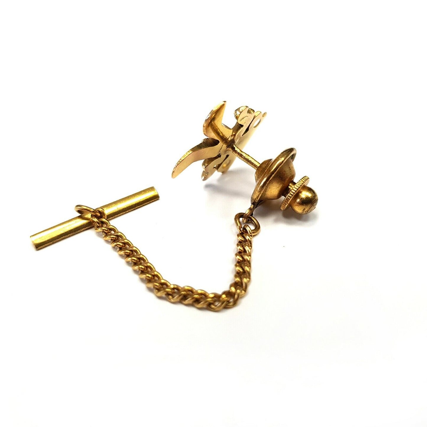 Vintage Collectible 14K COLD MICKEY MOUSE Tie Tack Pin With Chain