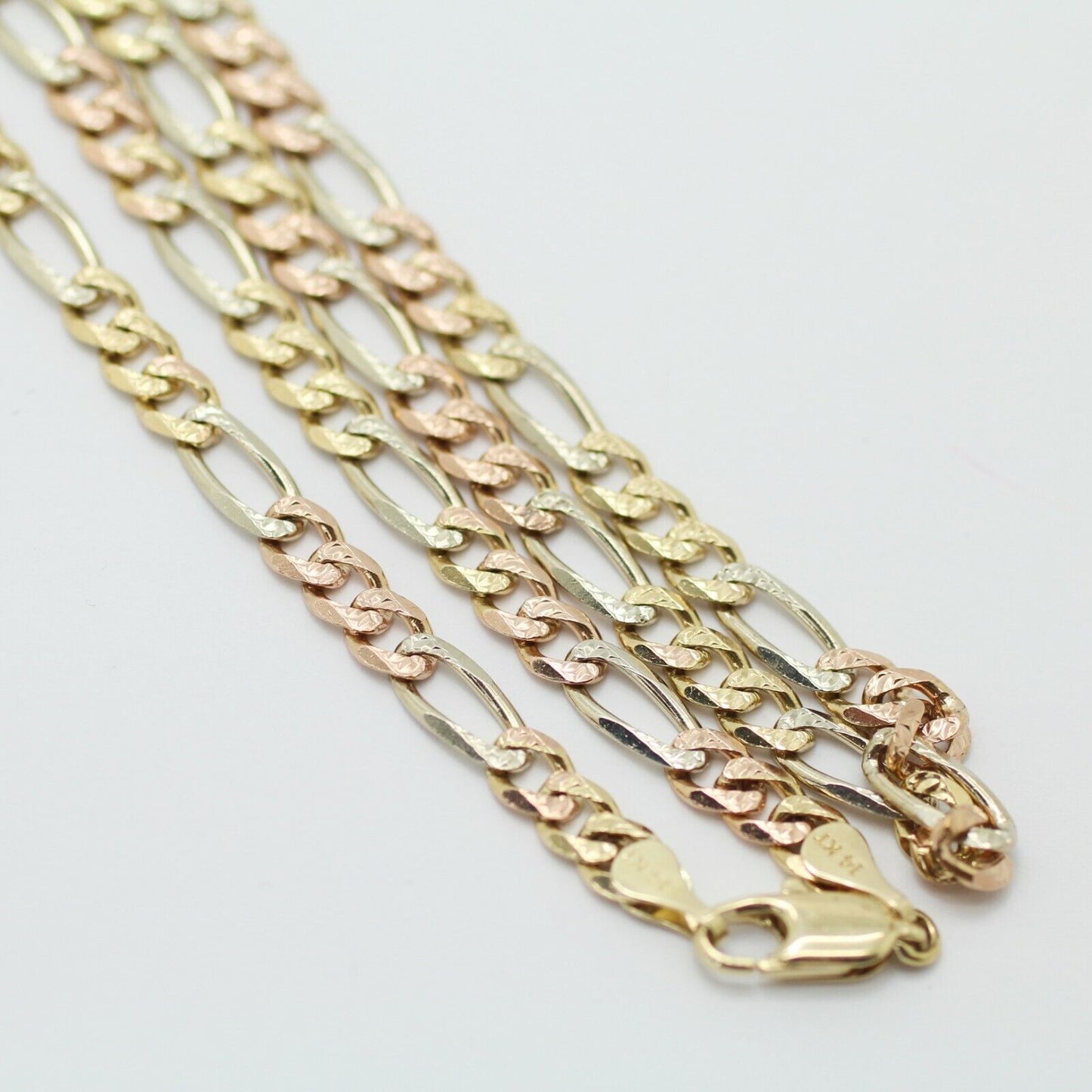 Unisex 14k Two-Tone Gold Figaro Chain Necklace in 24inch 19.7grs