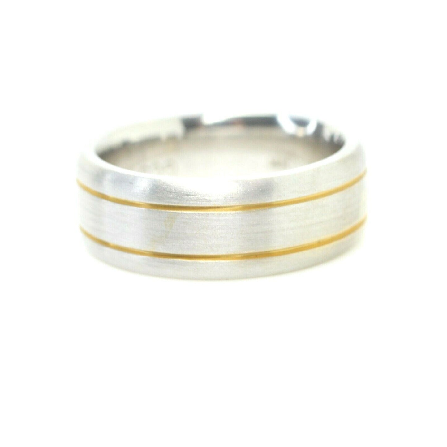 7mm Men's Matte Finish Wedding Band Ring in 14k Two Tone Gold