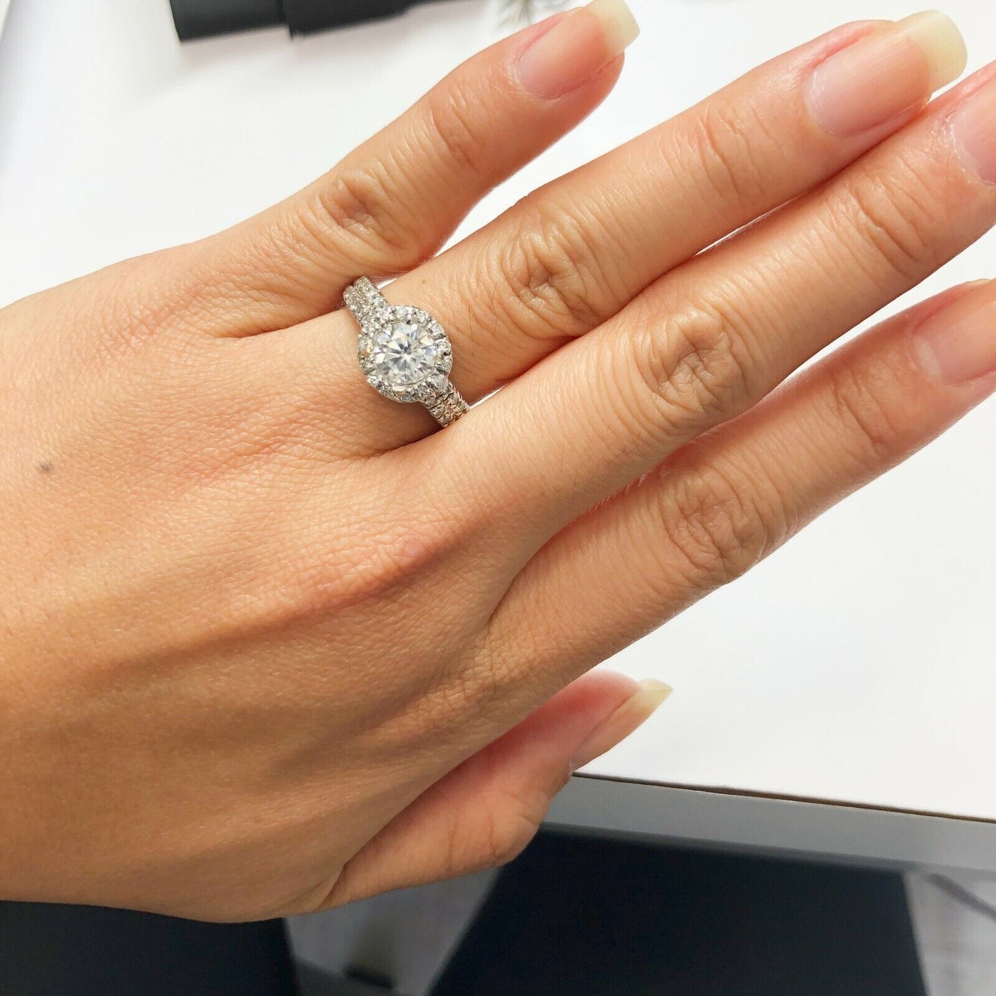 14k Wg Luxurious Halo Engagement Ring Mounting With Diamonds 0.60ctw 6.75us