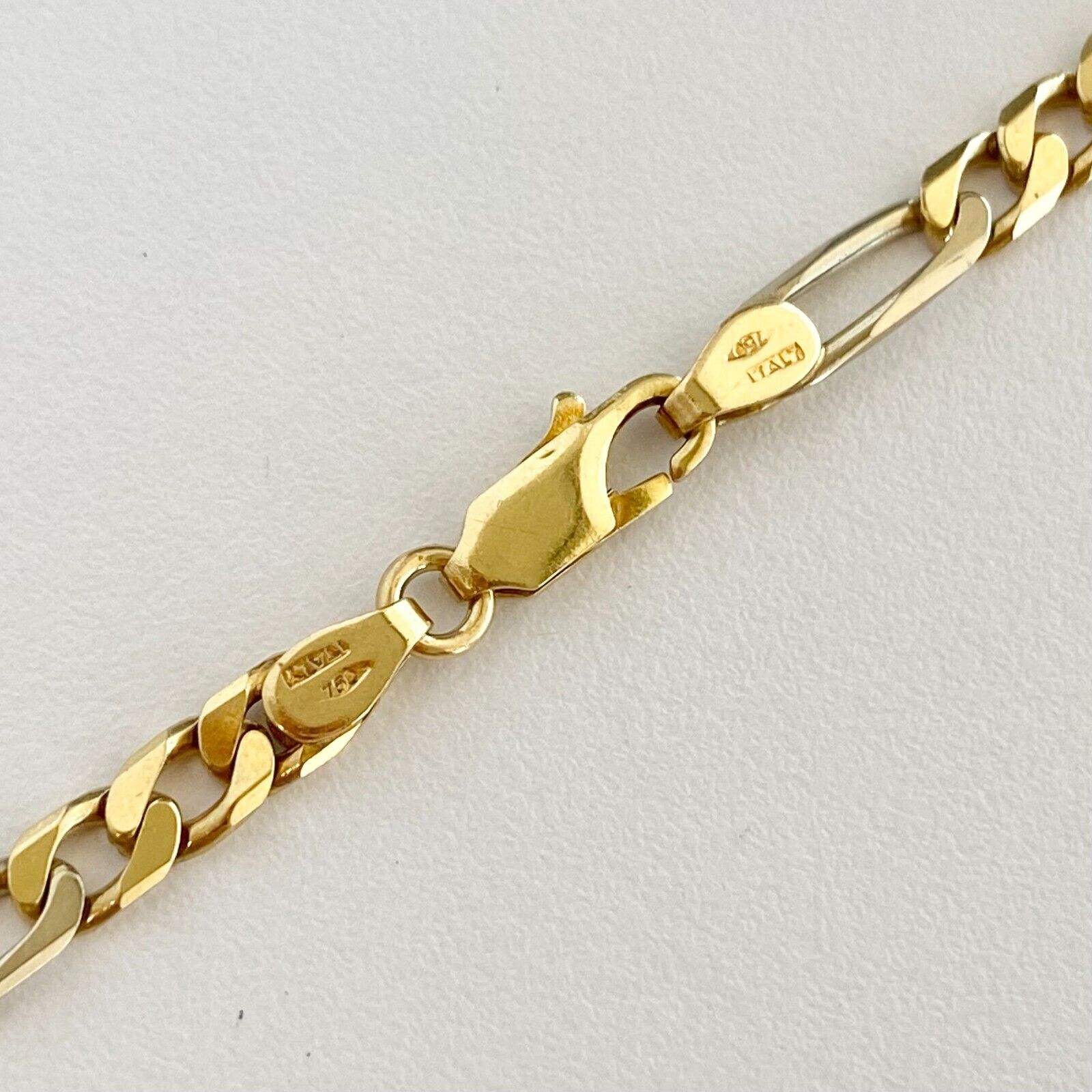 Figaro Chain Necklace in 18k 2 Tone Yellow and White Gold