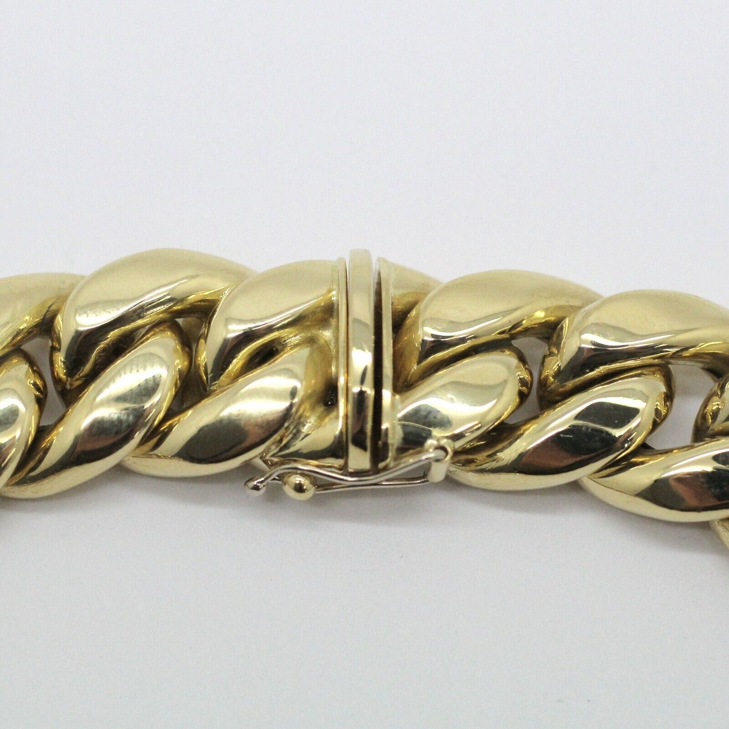 18k Yellow Gold Hollow Cuban Graduated Choker Chain Necklace
