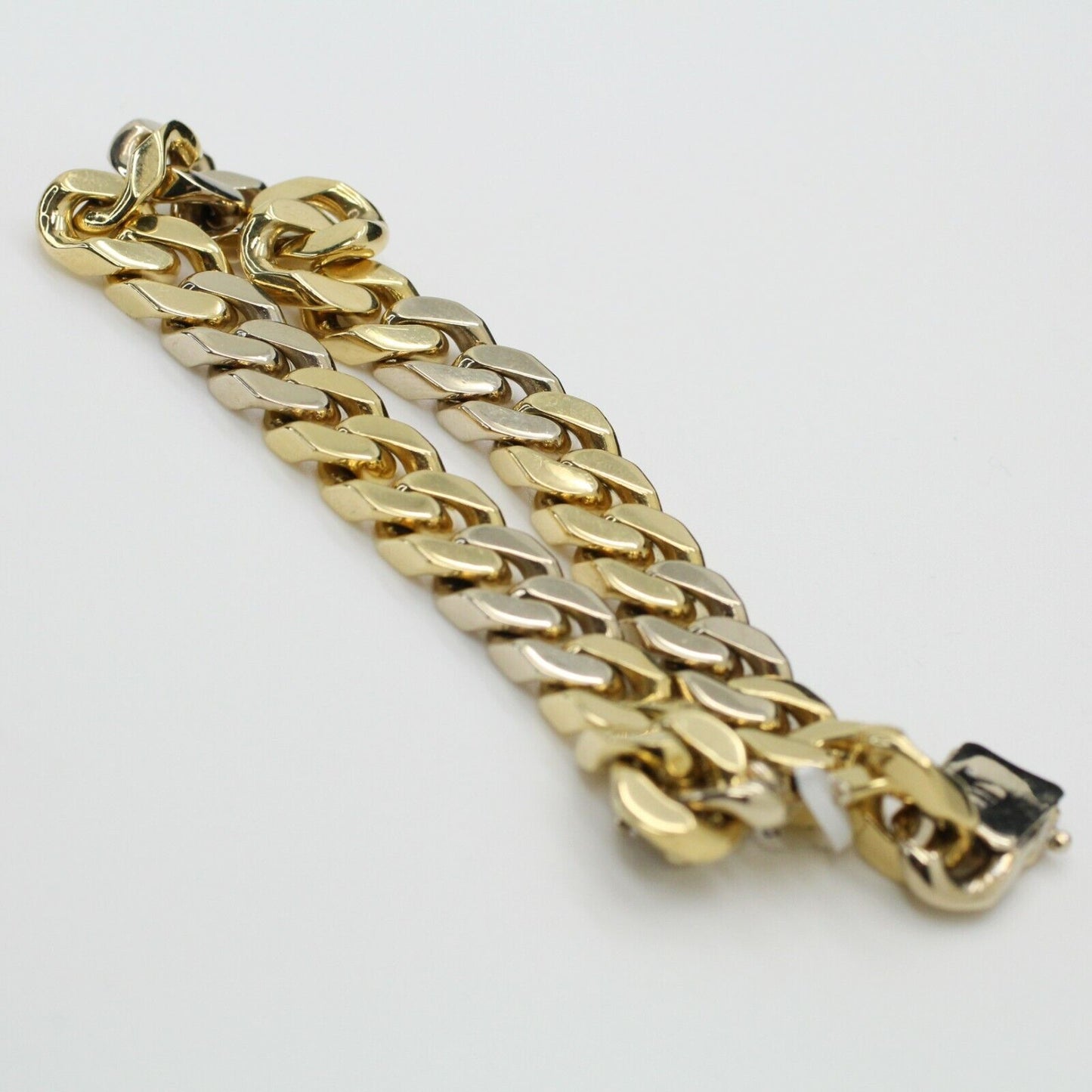 18k 2-Tone Solid Gold Cuban Curb Chain Bracelet 91.80grs 9"