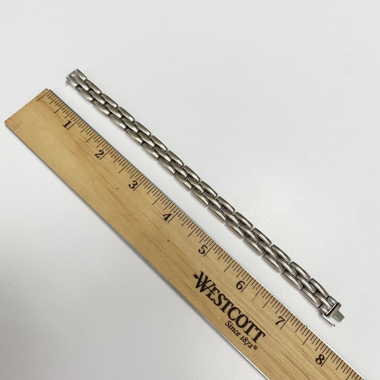 14k White Gold Hollow Chain Bracelet 20gr Italy