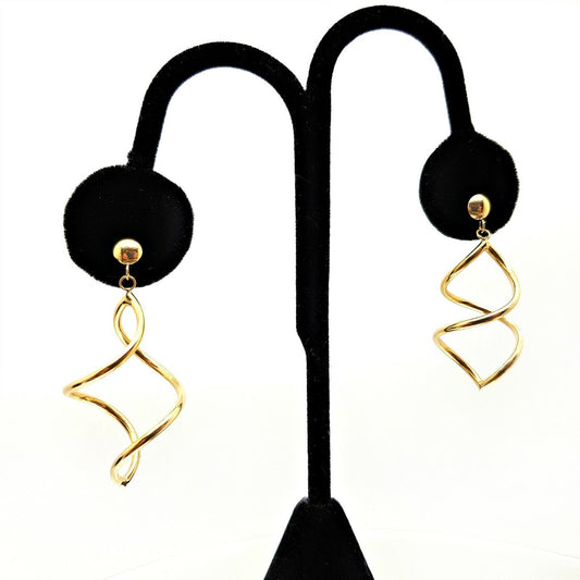 14k Yellow Gold Swirl Earrings