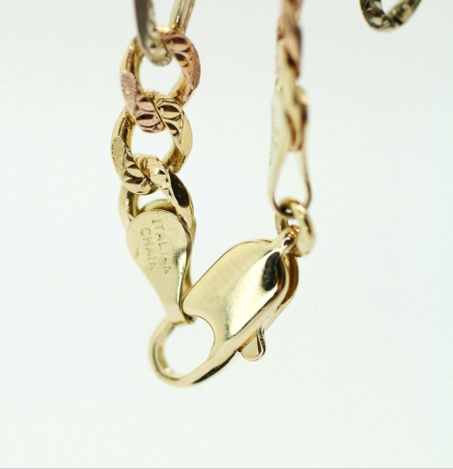 Unisex 14k Two-Tone Gold Figaro Chain Necklace in 24inch 19.7grs