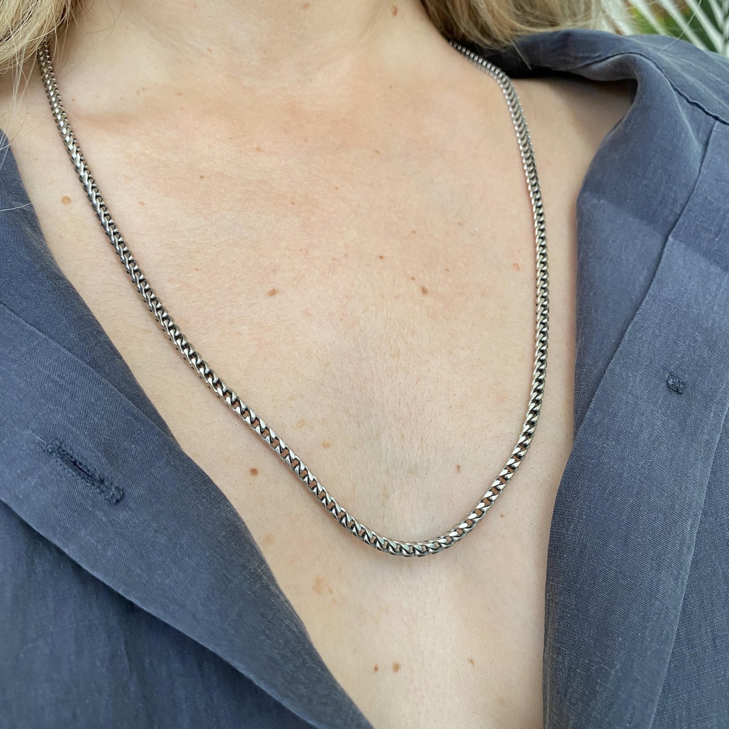 Foxtail Chain Necklace 14K White Gold 35.74Gr