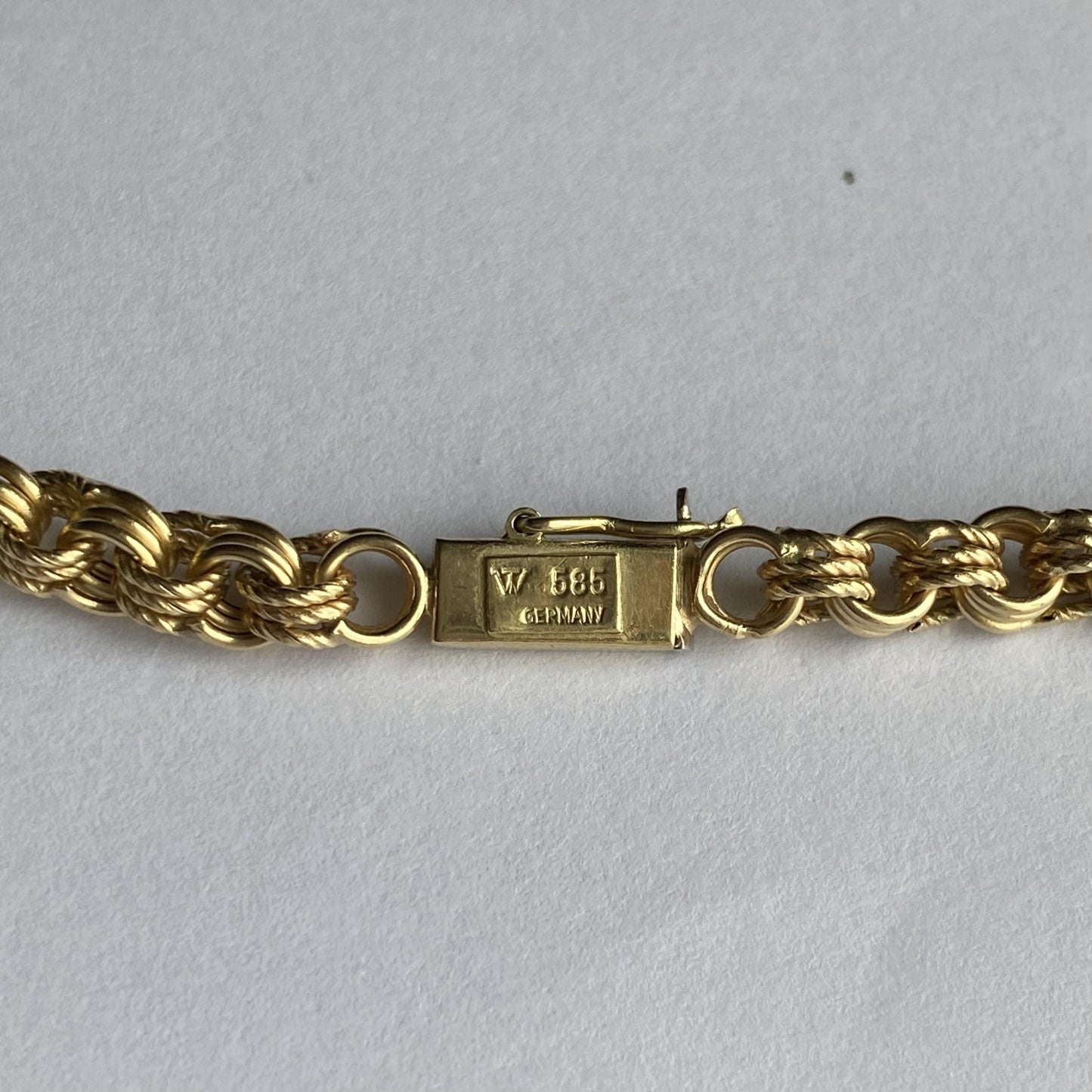 Yellow Gold 14K Chain Necklace With Cat's Eye Stones 43.75G Germany
