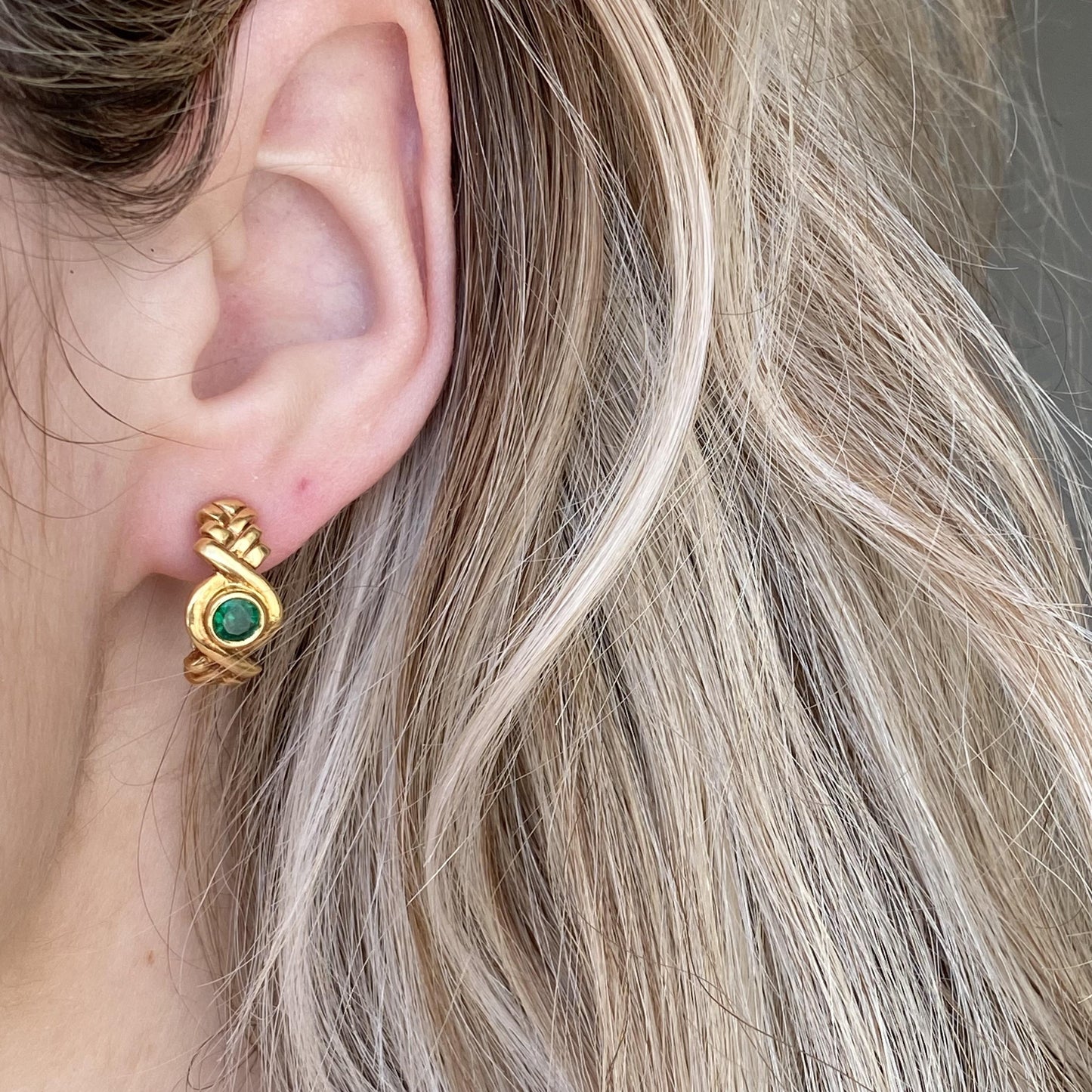 Vintage 1980's Fred Paris Clip on Earrings With Emeralds 18K Yellow Gold 10.68G