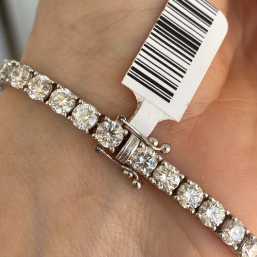 14k White Gold Diamond 4 Prong Tennis Bracelet Approx. 12.07ctw