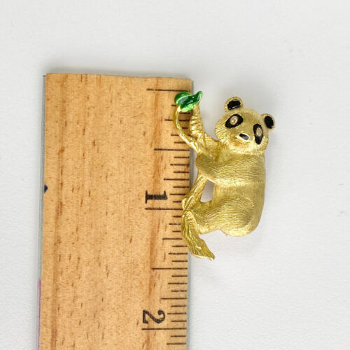 18k Yellow Gold Panda Diamond & Enamel Brooch