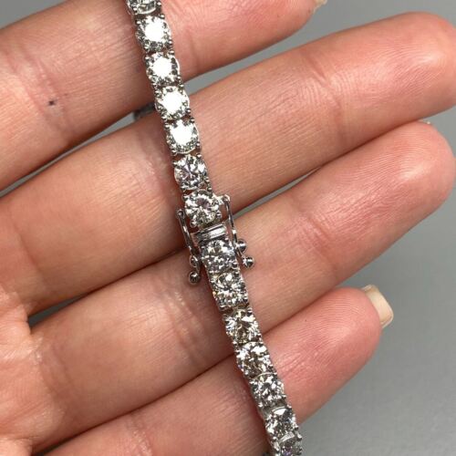 14k White Gold Diamond 4 Prong Tennis Bracelet Approx. 12.07ctw