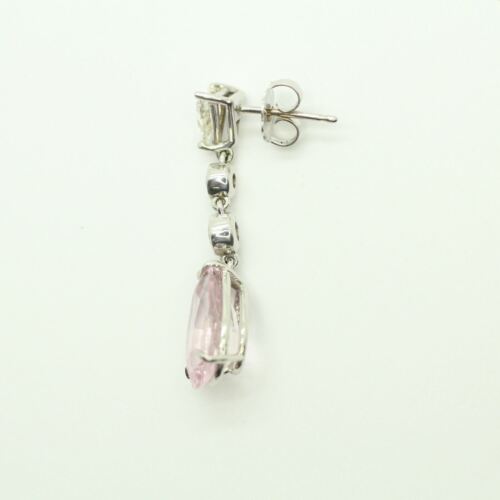 14k White Gold Morganite Diamond Drop Earrings 6.17ctw