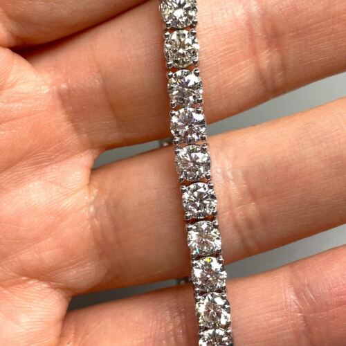 14k White Gold Diamond 4 Prong Tennis Bracelet Approx. 12.07ctw