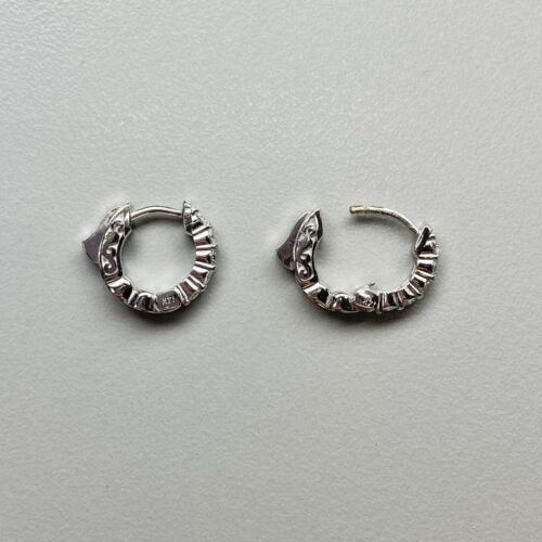 14k White Gold Diamond Hoop Earrings 0.44 CTTW 0.55 Inch