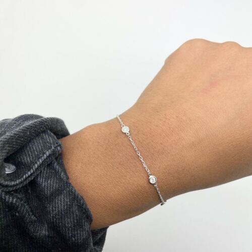 0.31cttw Bezel Diamonds by the Yard Bracelet in 14k White Gold