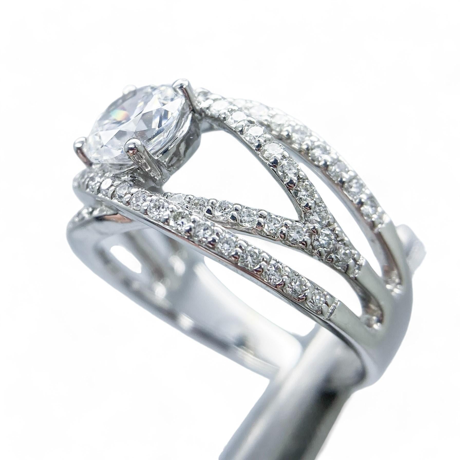 0.70 cttw White Diamond Semi-Mount in 18K White Gold 6.2g