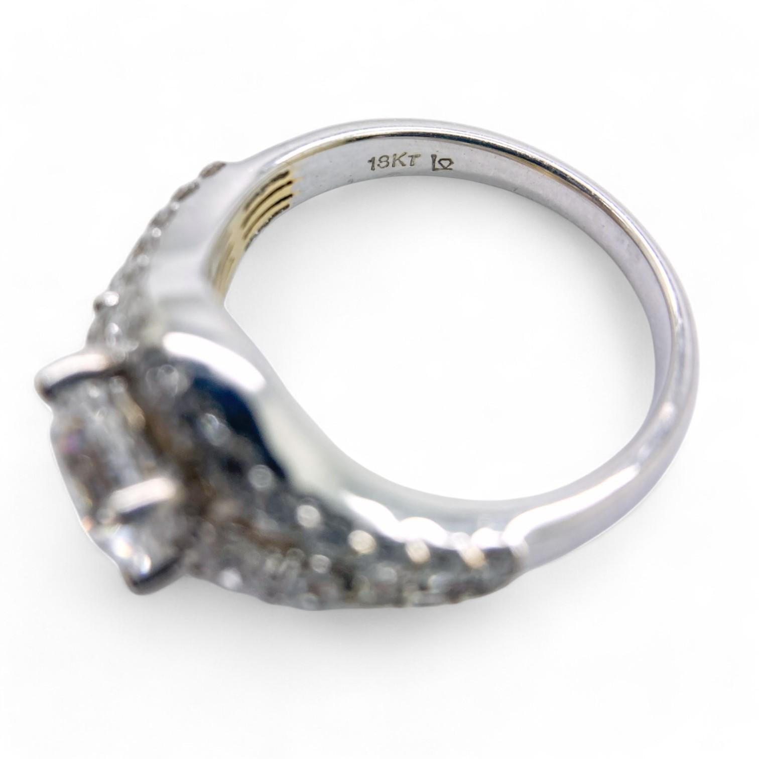 1.0 cttw White Diamond Semi-Mount Ring in 18K White & Yellow Gold 6.5 US 5.8g