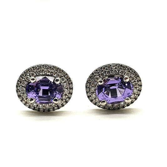 14k White Gold Lavender Spinel 3.98ctw And Diamonds 0.65ctw Earrings