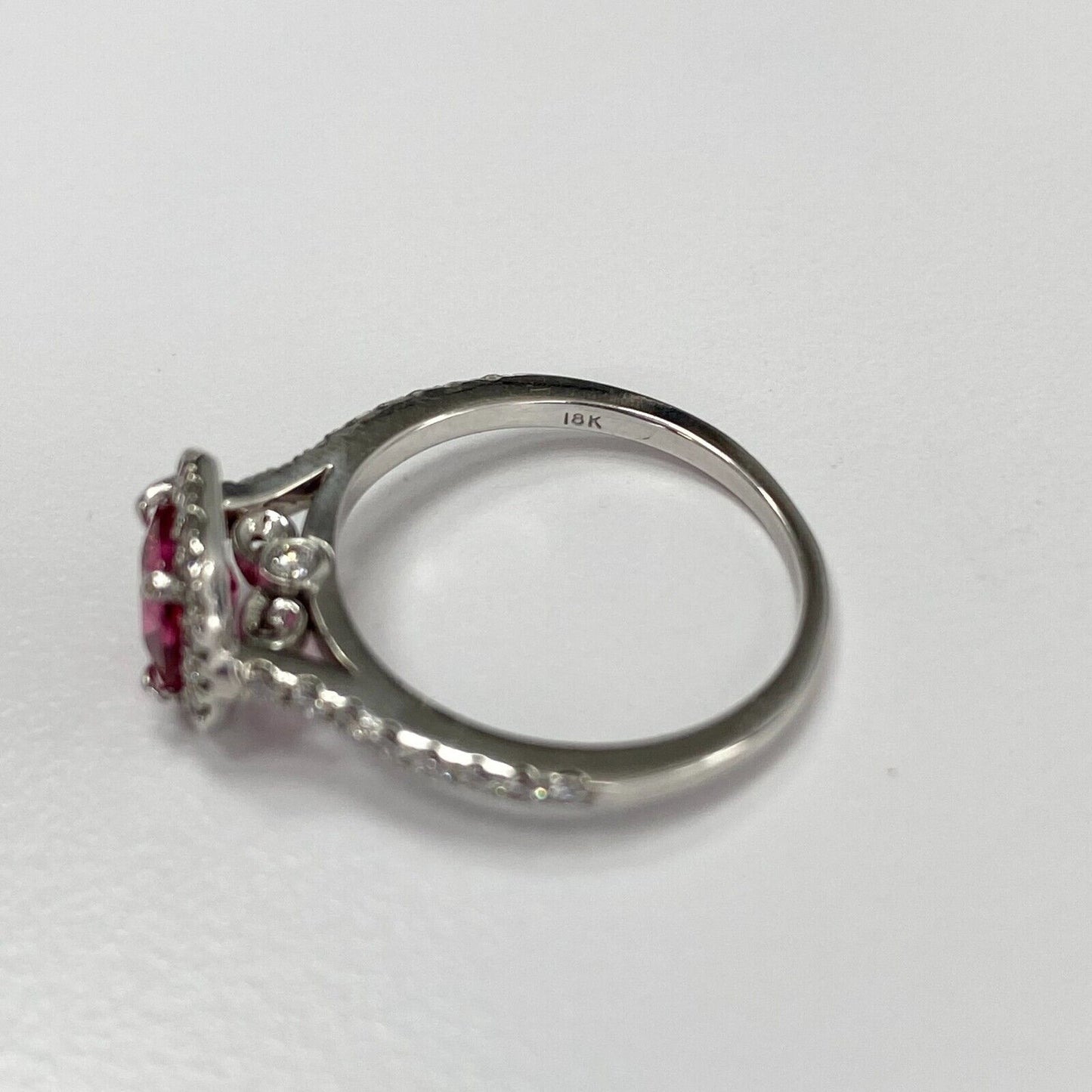 18k Gold 1ct Jedi (Pinkish-Red) Burma Spinel & 0.45ctw Diamond Halo Ring  6us