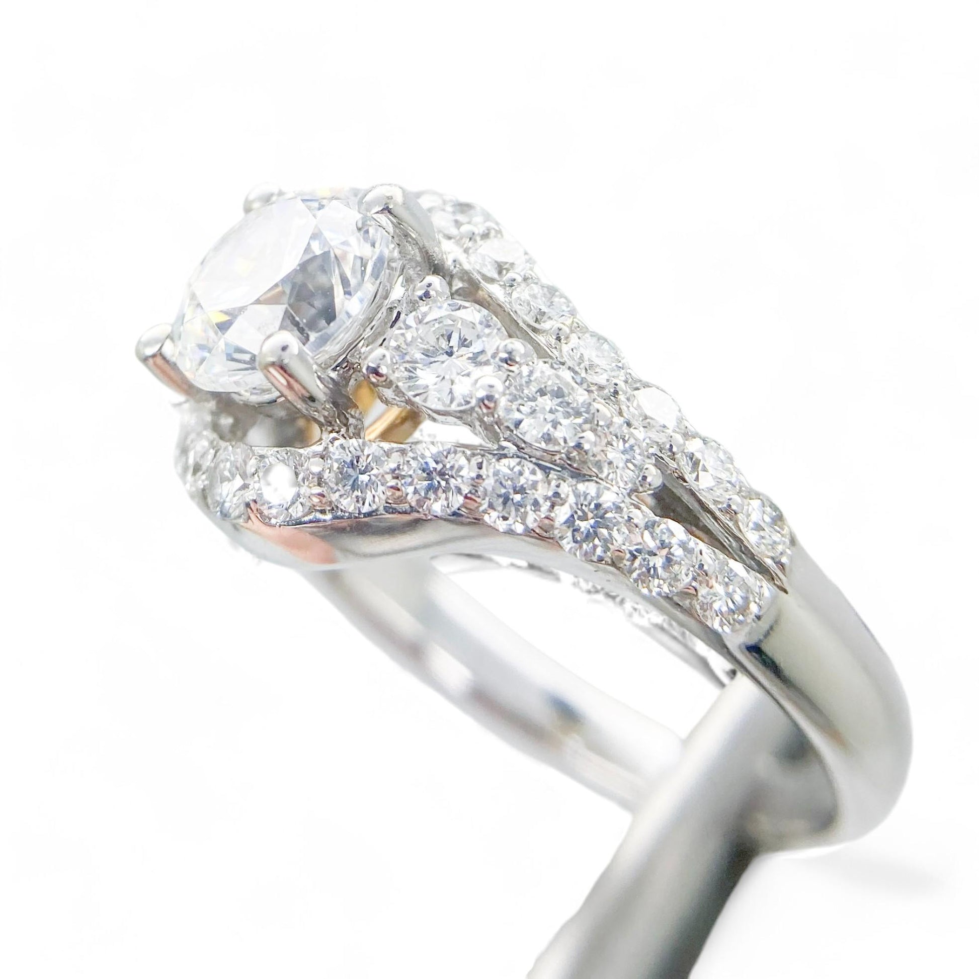 1.0 cttw White Diamond Semi-Mount Ring in 18K White & Yellow Gold 6.5 US 5.8g