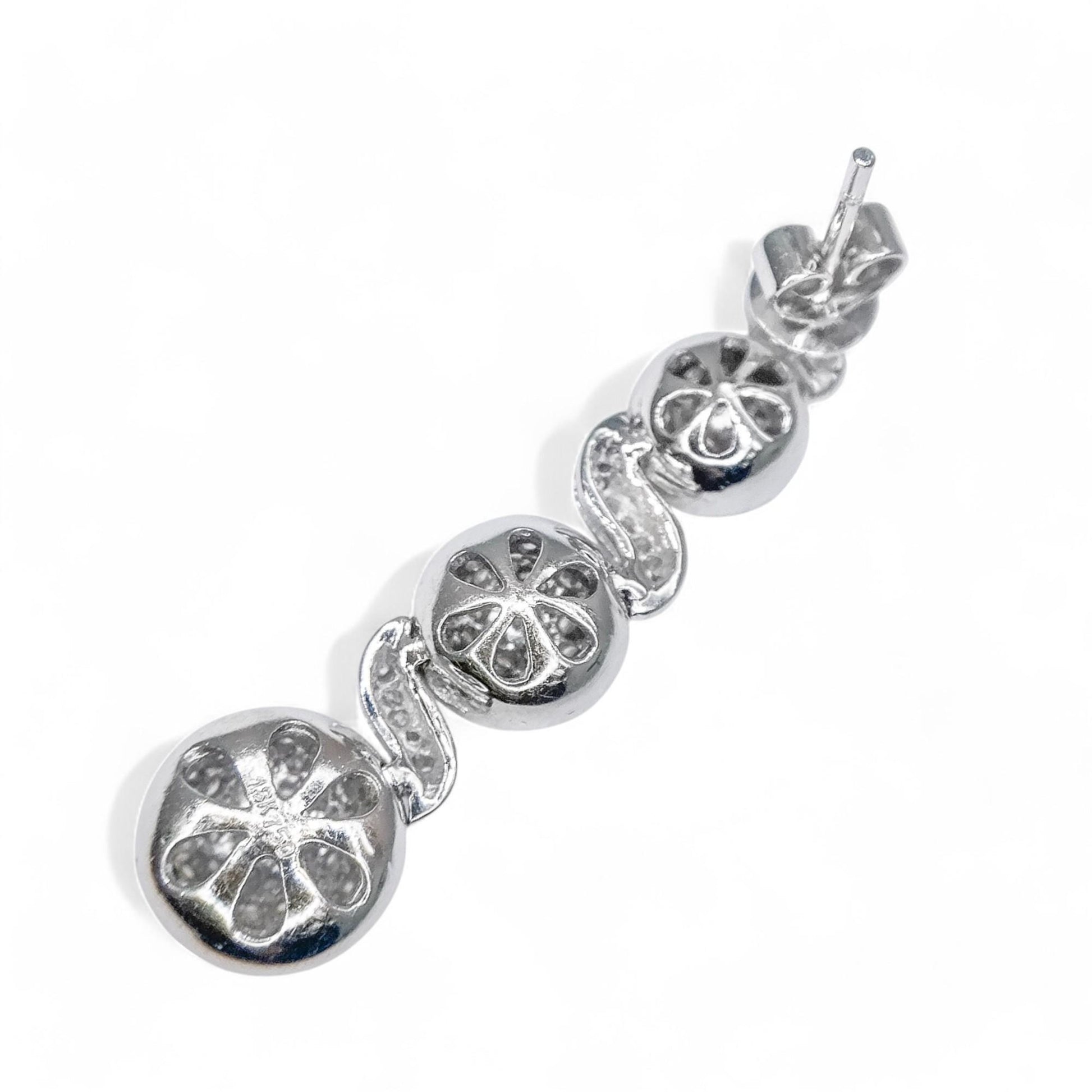 1.45 cttw White Diamond Drop Earrings in 18K White Gold 10.7g