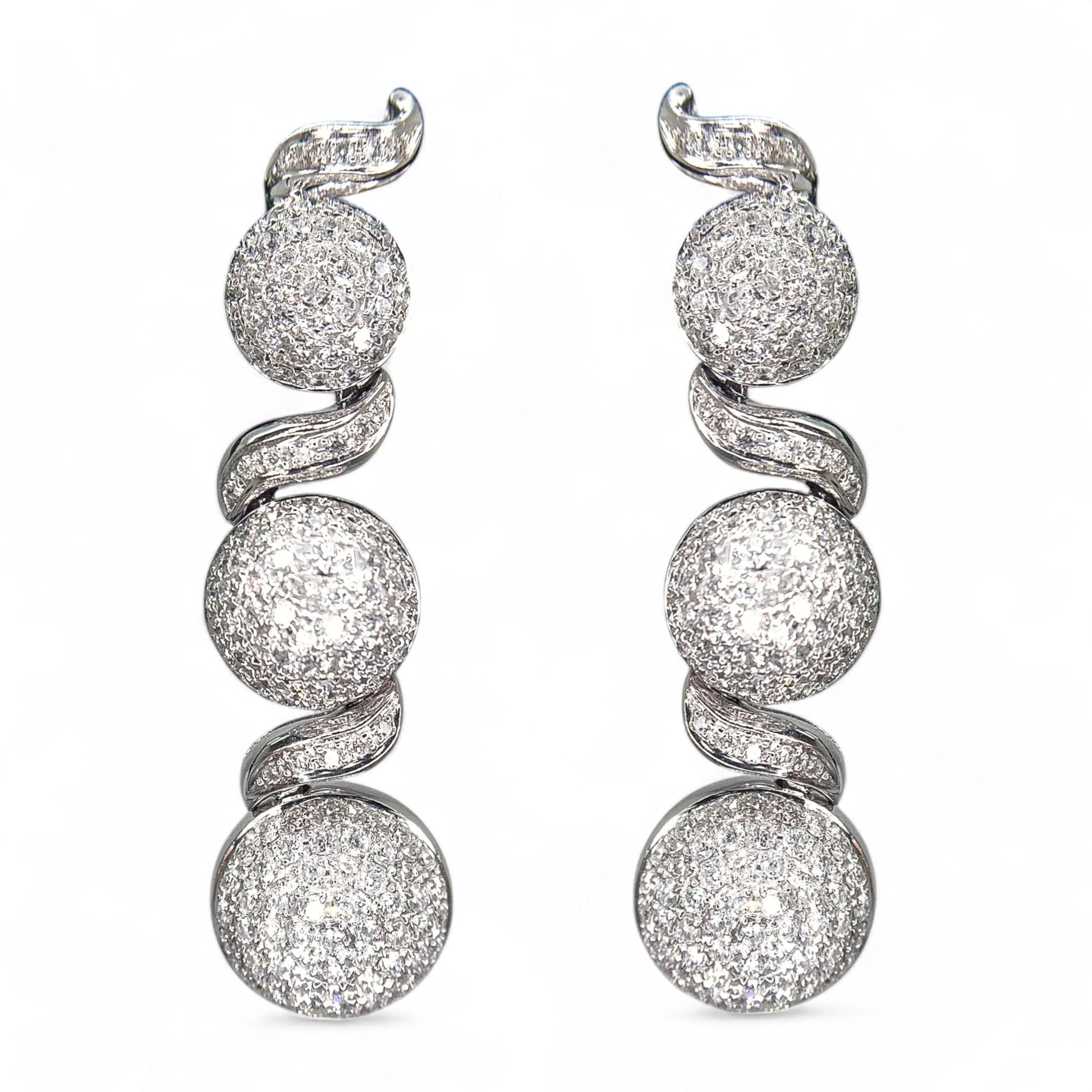 1.45 cttw White Diamond Drop Earrings in 18K White Gold 10.7g