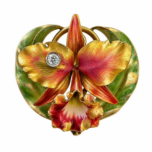 Art Nouveau 14k Yellow Gold Enamel Brooch & Pendant 8.90g.