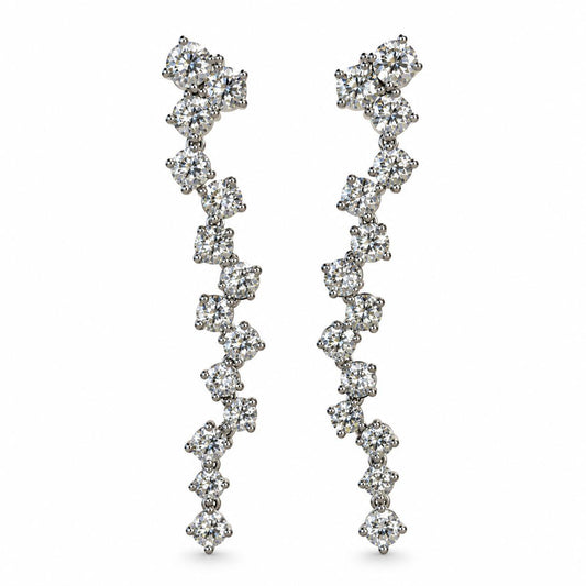 2.62cttw. Natural White Diamond Drop Earrings in 14k White Gold 5.19g.