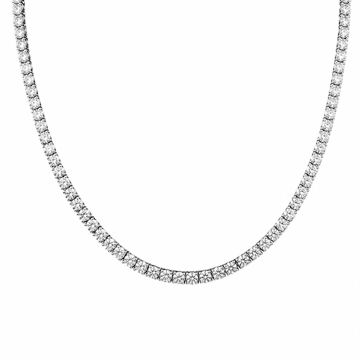 16.86cttw. White Diamond Tennis Necklace in 14k White Gold 21.09g.