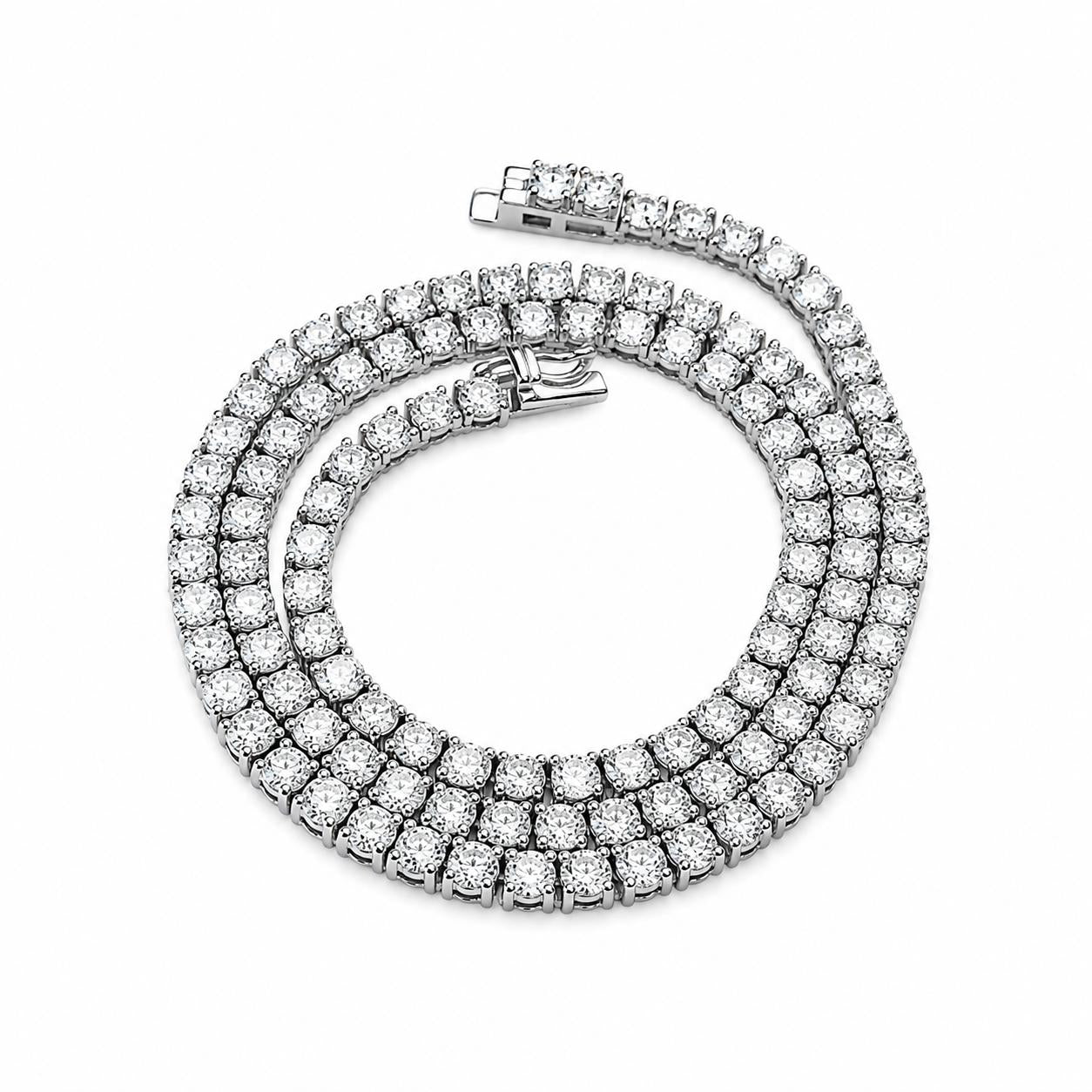 16.86cttw. White Diamond Tennis Necklace in 14k White Gold 21.09g.